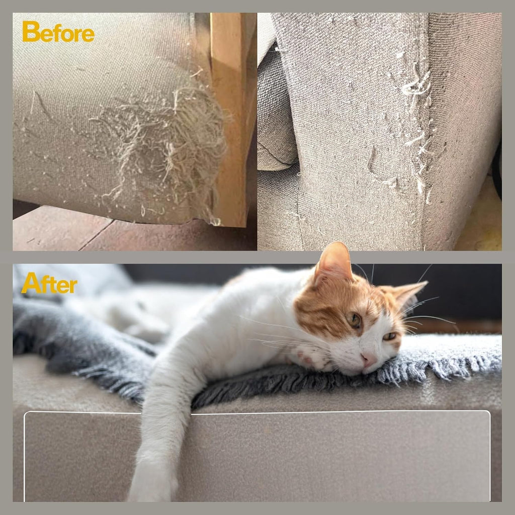 Anti Cat Scratch Furniture Protector, 200 x 12 Inches Clear Thick Vinyl Cat Scratch Deterrent Tape, Single-Sided Sticky Couch Protector for Sofa, Door Frame, Walls, Bed and Furniture Protection