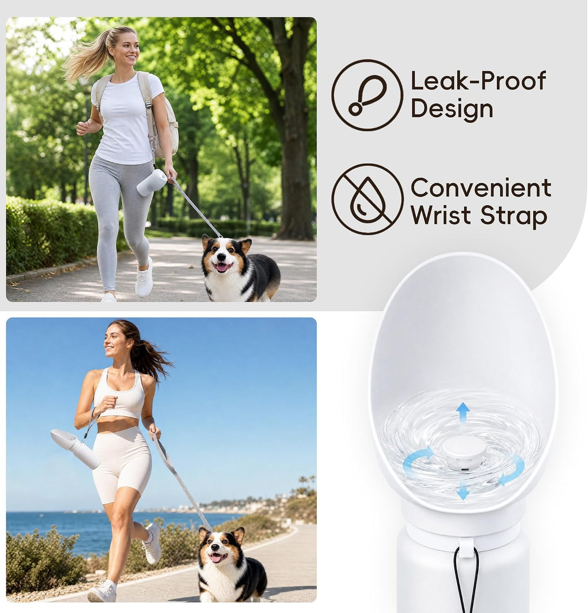 Thalirem Portable Dog Water Bottle with Foldable Bowl, Leak-Resistant