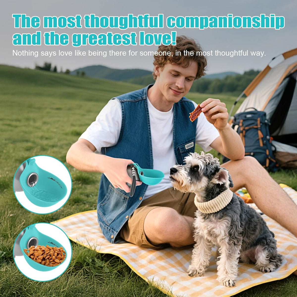 Portable Dog Water Bottle 10oz Stainless Steel Travel Bowl