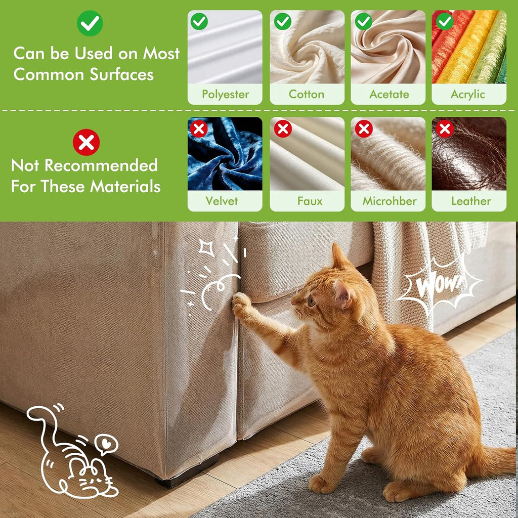 Anti-Cat Scratch Furniture Protector, Single-Sided Sticky Couch Protector for Cats Claws,Cat Scratch Deterrent for Furniture Door,Cat Scratch Furniture Protectors,Cat Accessories(196.85" x 11.81" )