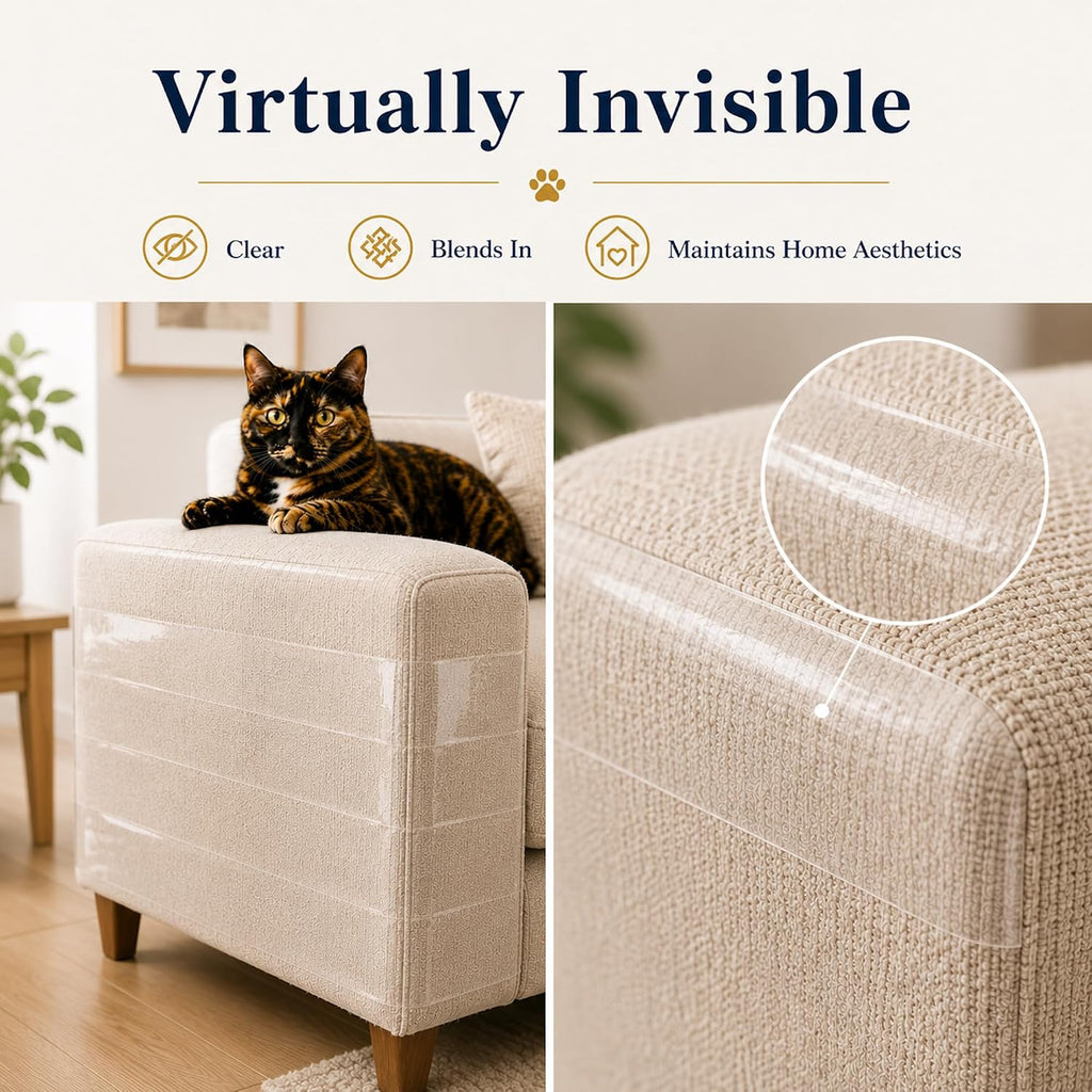 4" x30' Furniture Protector for Cats, Cat Scratch Deterrent Tape for Couch & Sofa, Clear Anti Scratch Furniture Protection, Protect Carpet, Door & Wall, Residue-Free