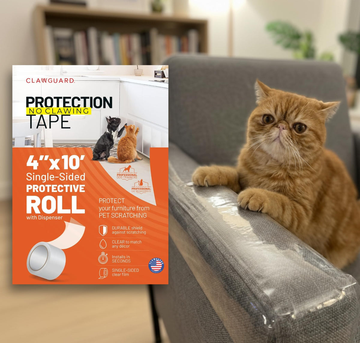 CLAWGUARD Cat and Dog Scratch Protector Tape, Door and Couch, 20 Strips