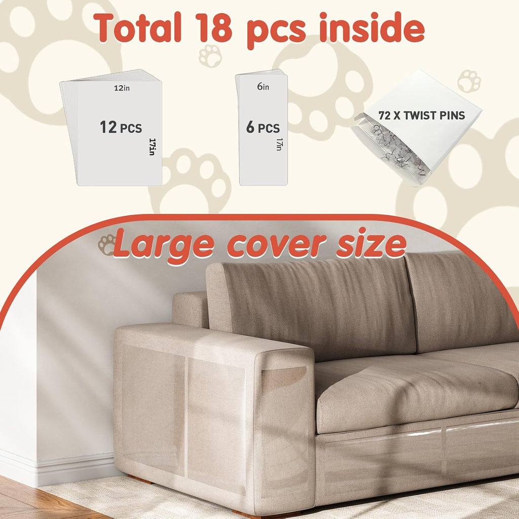 Secopad 18 PCS Cat Scratch Furniture Protector, Couch Protector, 17IN