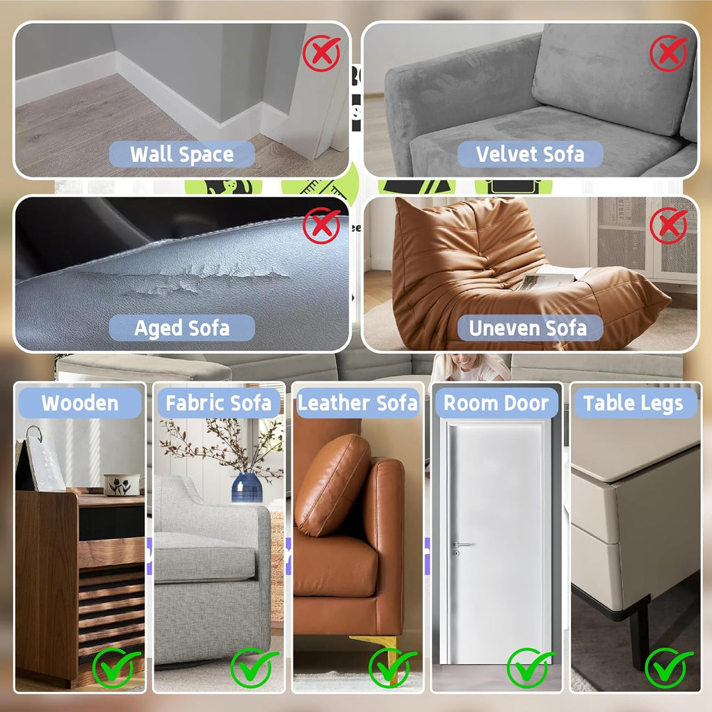 Anti Cat Scratch Furniture Protector: Thick Sticky Cat Proof Couch Cover 196.8" x 11.8" Clear Vinyl Dog Scratching Deterrent Tape for Door Sofa Wall Corner