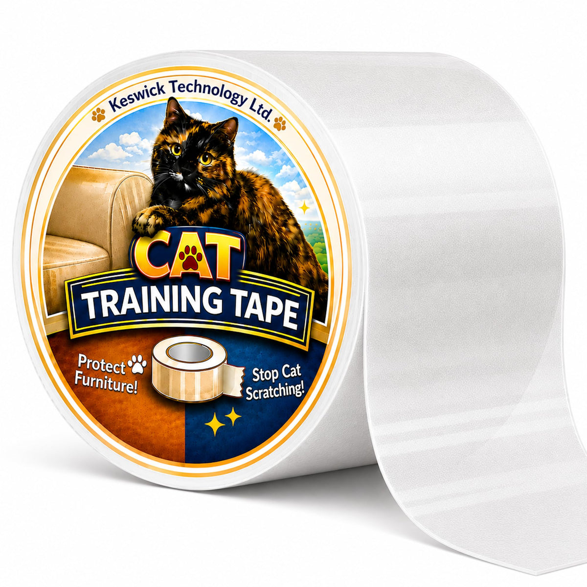 4" x30' Furniture Protector for Cats, Cat Scratch Deterrent Tape for Couch & Sofa, Clear Anti Scratch Furniture Protection, Protect Carpet, Door & Wall, Residue-Free