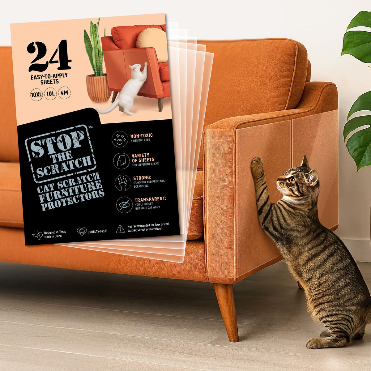 Cat Scratch Deterrent Tape – 18 XL Clear Anti-Scratch Furniture Sheets