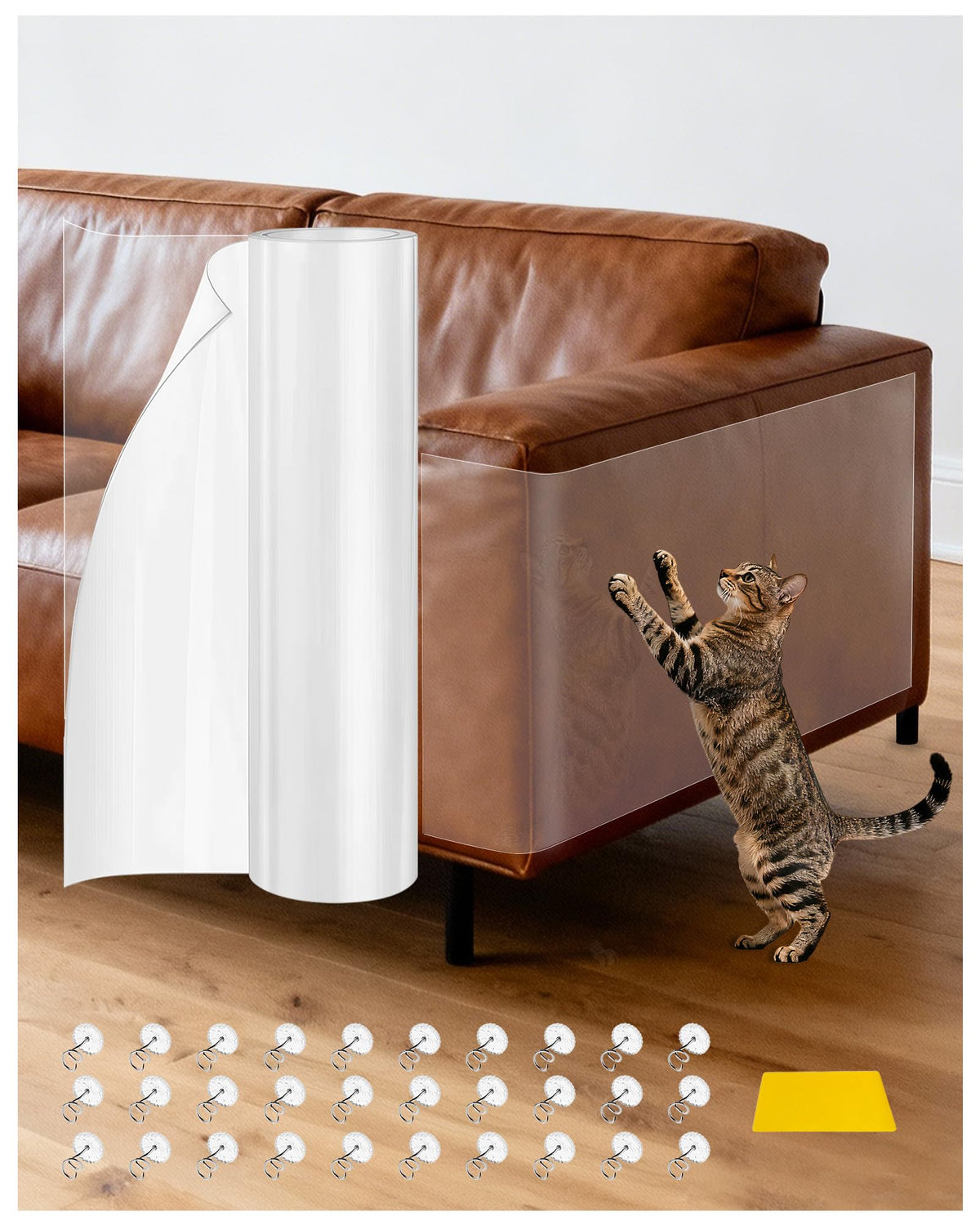 Cat Scratch Furniture Protector Couch - 1 Roll Clear PET 7.9 x 196.8 Inch