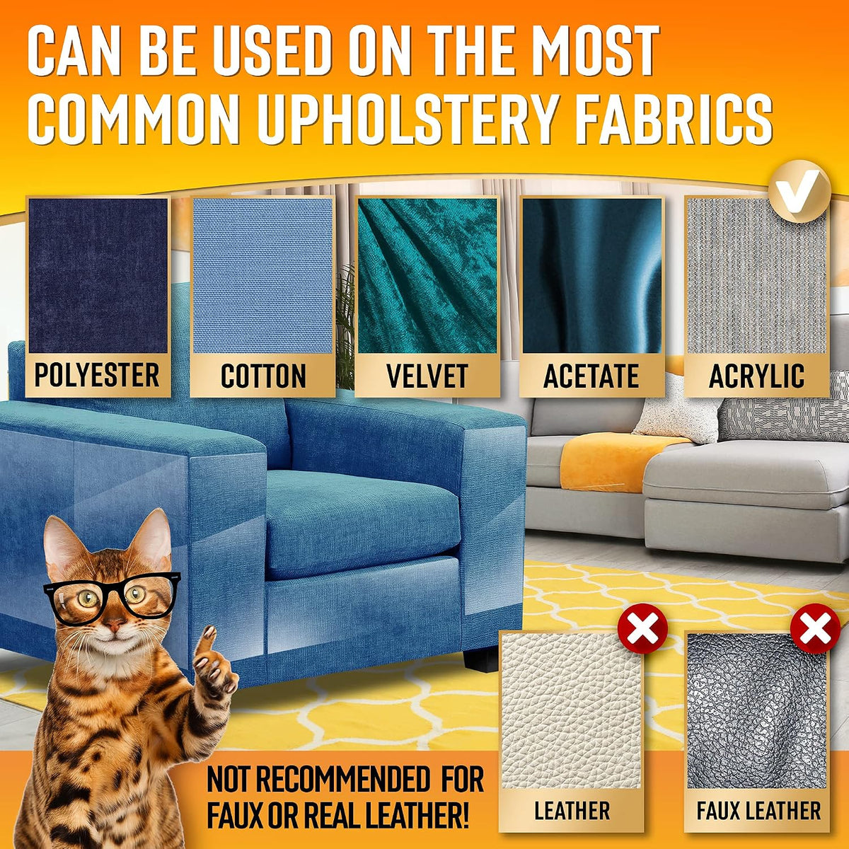 Heavy Duty Cat Scratch Deterrent Furniture Protectors for Sofa, Doors, Clear Couch Protectors from Cats Scratching, Anti Cat Scratch Tape Guards (Transparent, 10 Sheets 17x12)